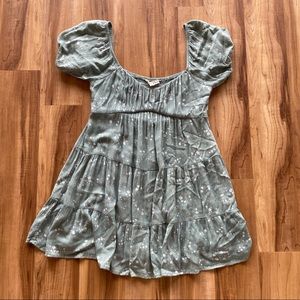 Pacsun LA hearts puff sleeve green floral dress